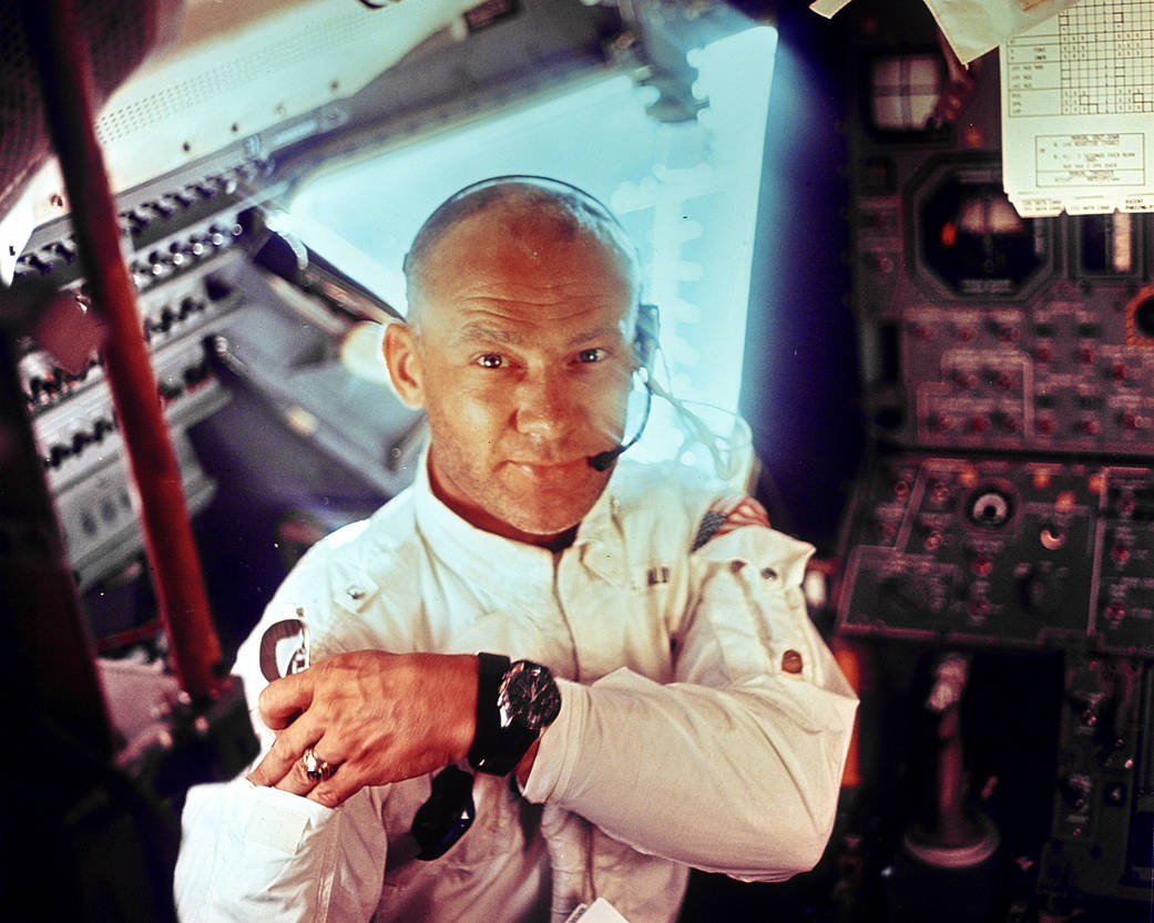 Buzz Aldrin in the lunar capsule